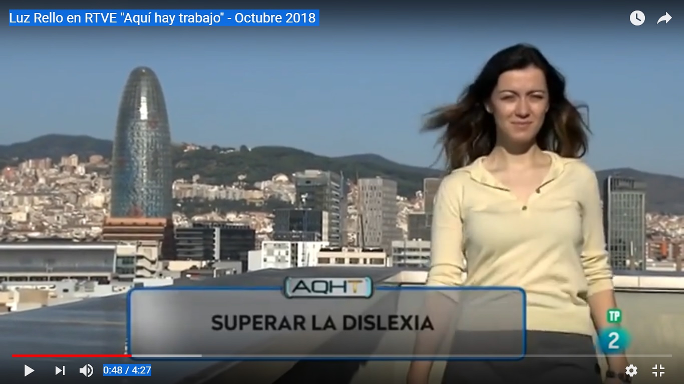 Luz Rello y la dislexia en RTVE «Aquí hay trabajo» – Octubre de 2018