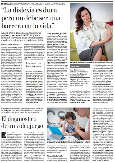 Entrevista a Luz Rello en el Diario de Navarra