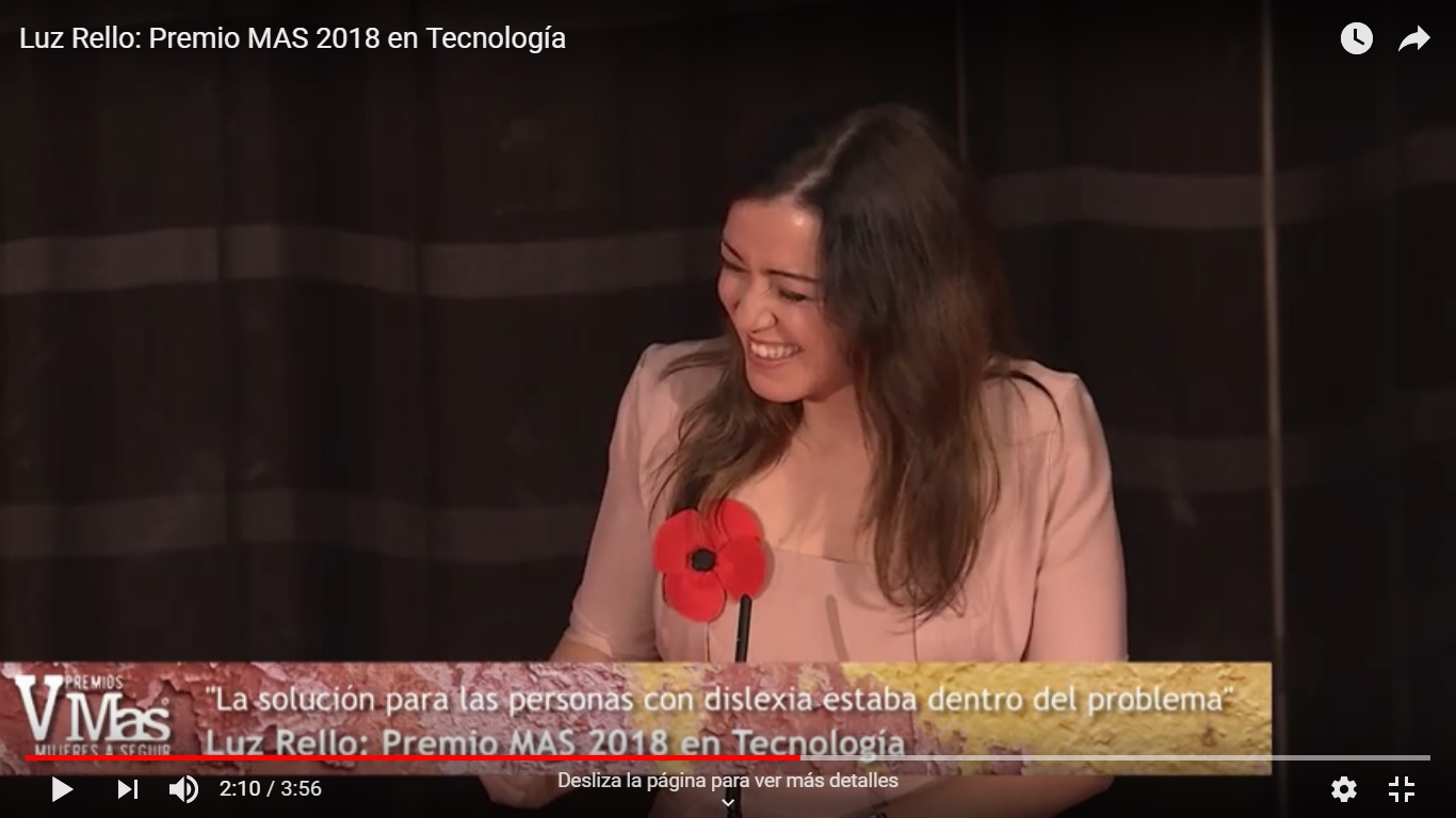 Luz Rello: Premio MAS 2018 en Tecnología – Dislexia
